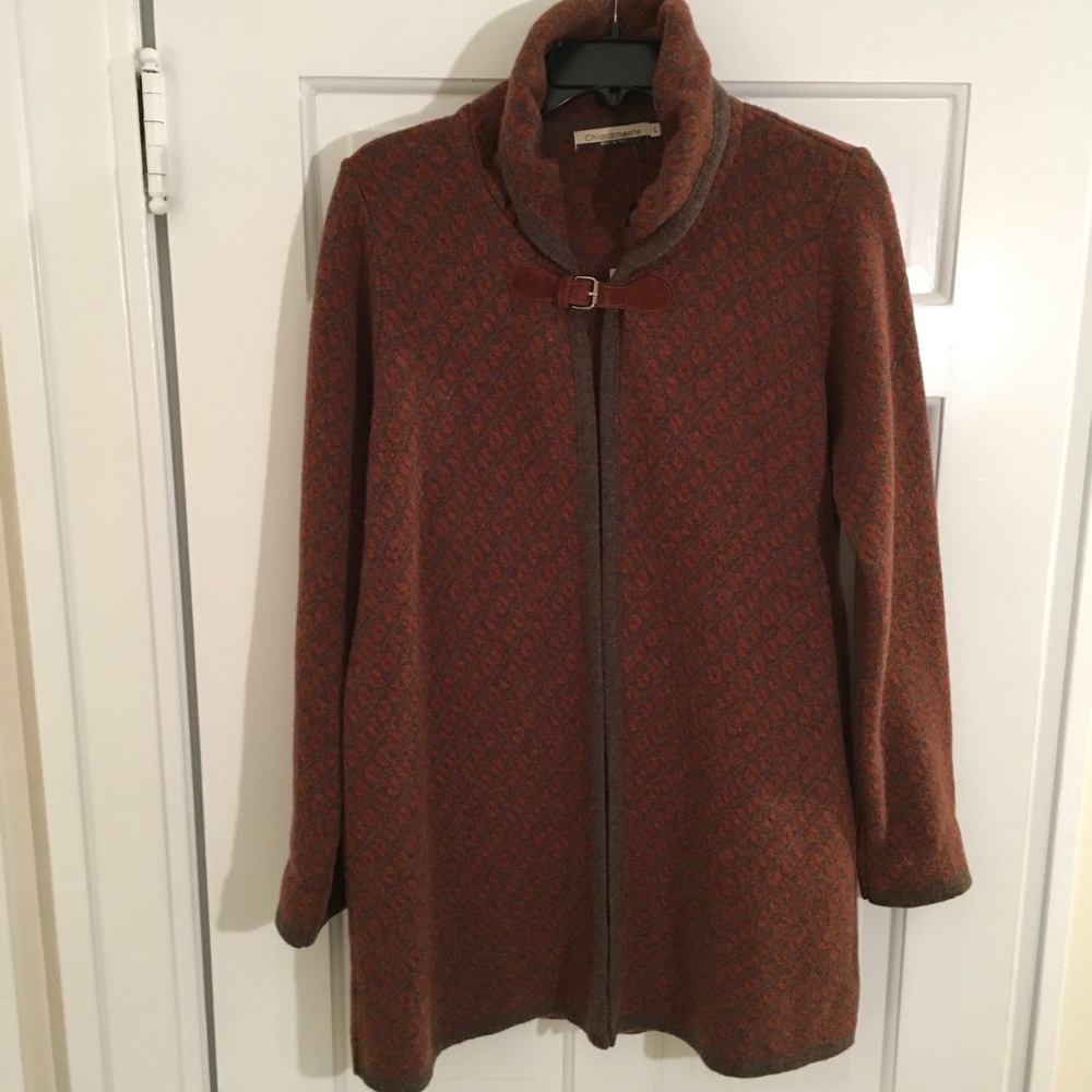 Rust/tan sweater jacket with oversized collar NWT